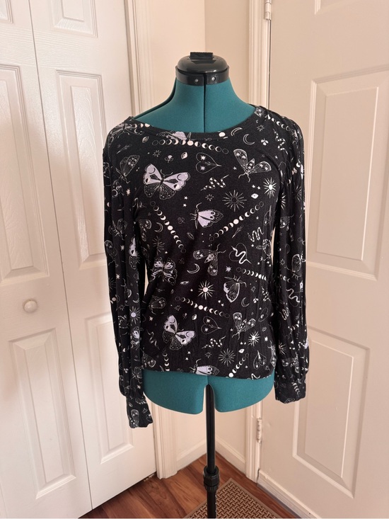 Modcloth Tops - Black Celestial Print Long-Sleeve Women's Top